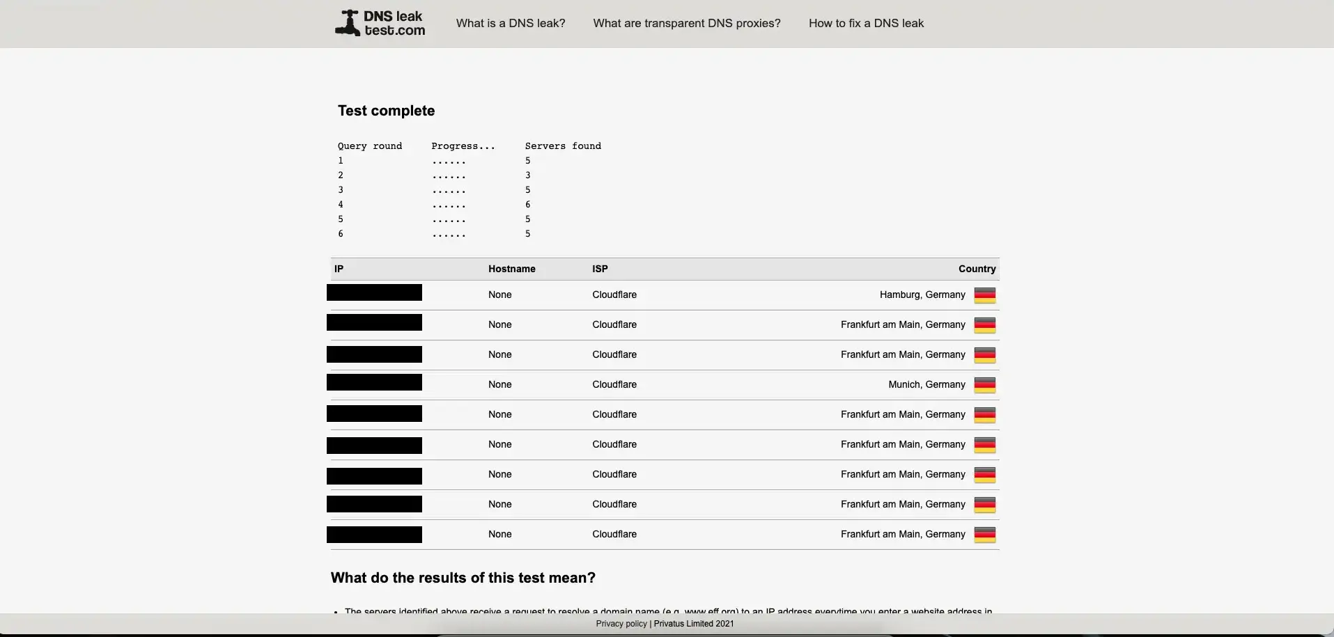 dnsleak test