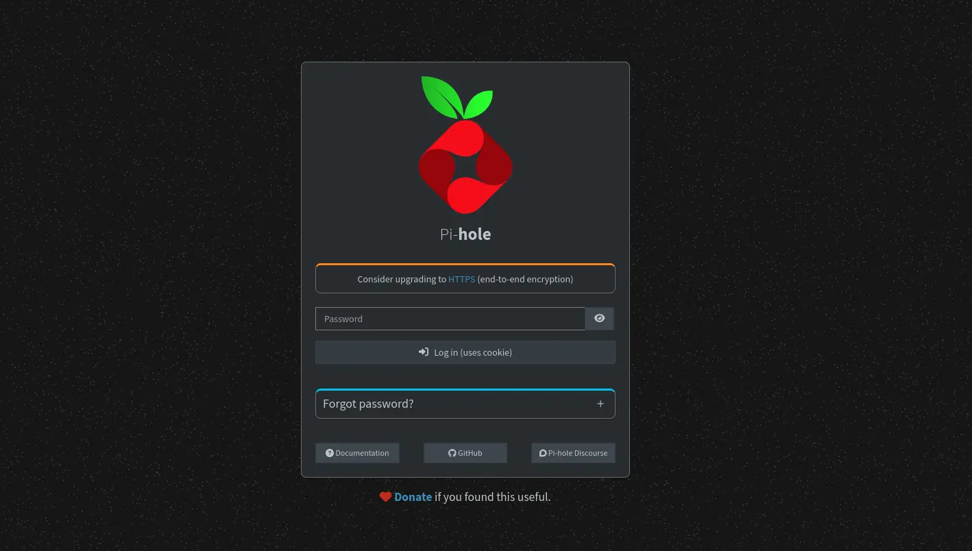 login pihole